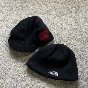 The North Face Black and Red Logo Beanies